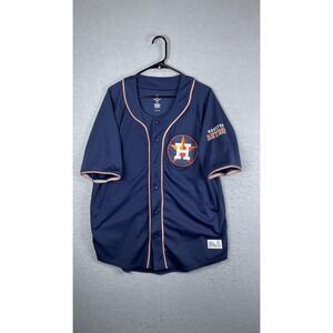 Houston Astros Jersey Mens XL Blue MLB Baseball Button Front Dynasty Genuine